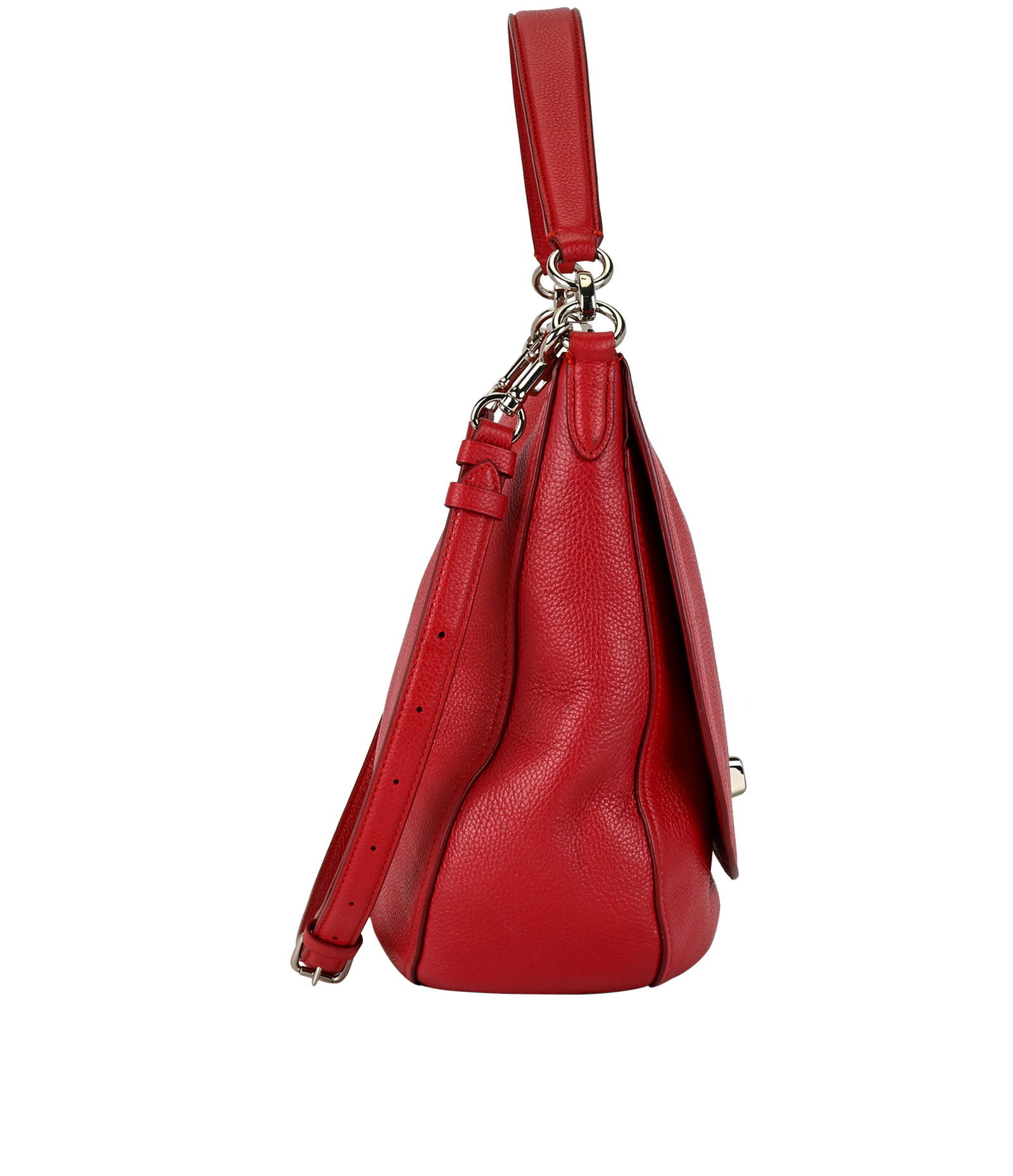 Turnlock Hobo, &pound;110, Handbags, Red, Leather, Side view